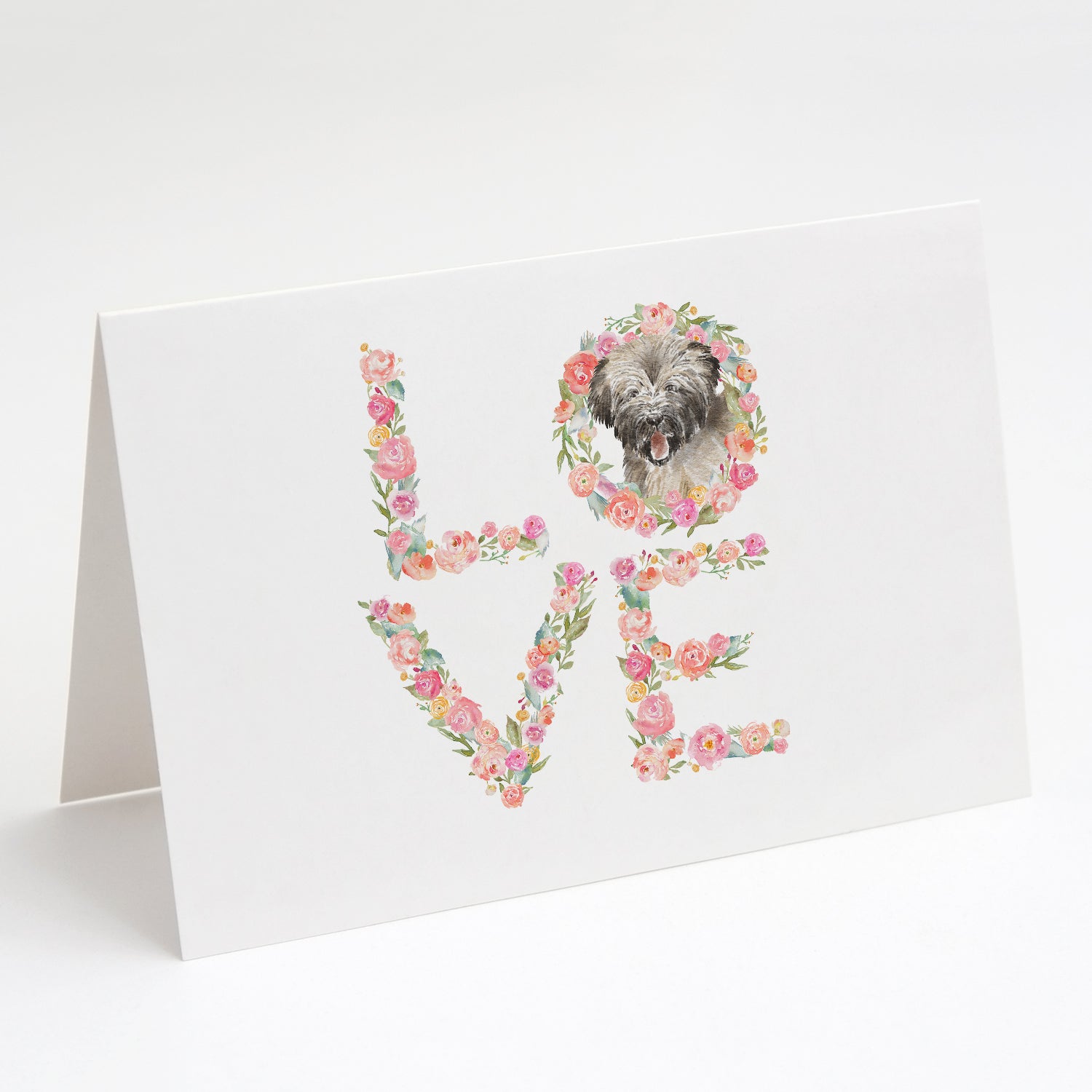 Briard #2 LOVE Greeting Cards Pack of 8 Blank Cards with Envelopes Whimsical A7 Size 5x7