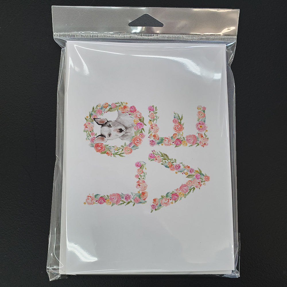 Bull Terrier #3 LOVE Greeting Cards Pack of 8 Blank Cards with Envelopes Whimsical A7 Size 5x7