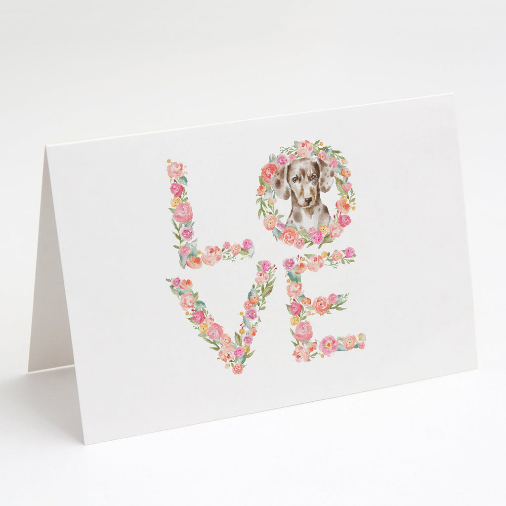 Dachshund #3 LOVE Greeting Cards Pack of 8 Blank Cards with Envelopes Whimsical A7 Size 5x7