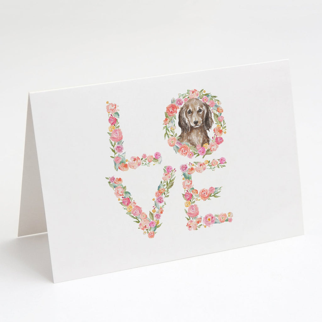 Dachshund #6 LOVE Greeting Cards Pack of 8 Blank Cards with Envelopes Whimsical A7 Size 5x7