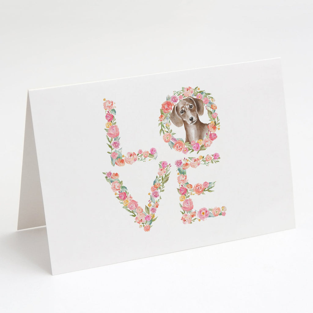 Dachshund #8 LOVE Greeting Cards Pack of 8 Blank Cards with Envelopes Whimsical A7 Size 5x7