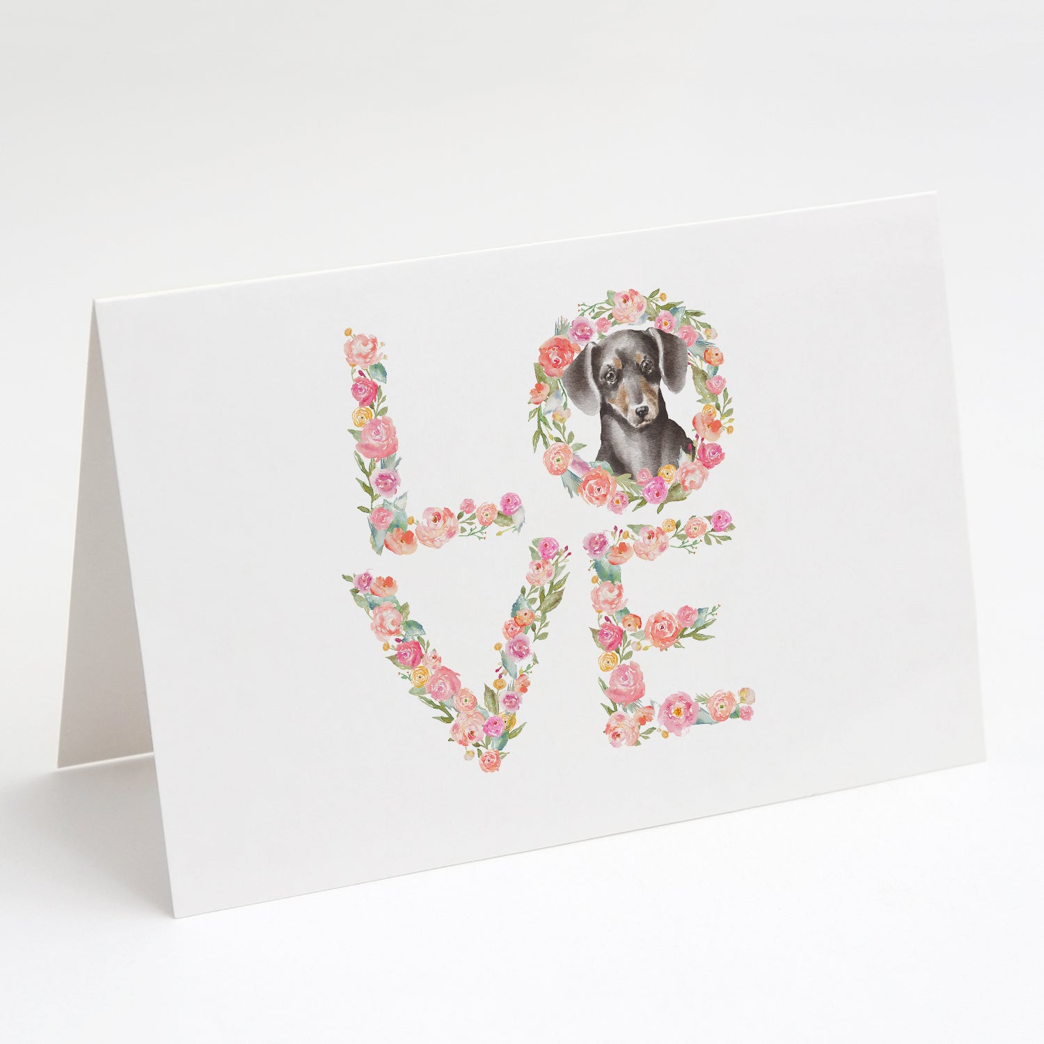 Dachshund #13 LOVE Greeting Cards Pack of 8 Blank Cards with Envelopes Whimsical A7 Size 5x7