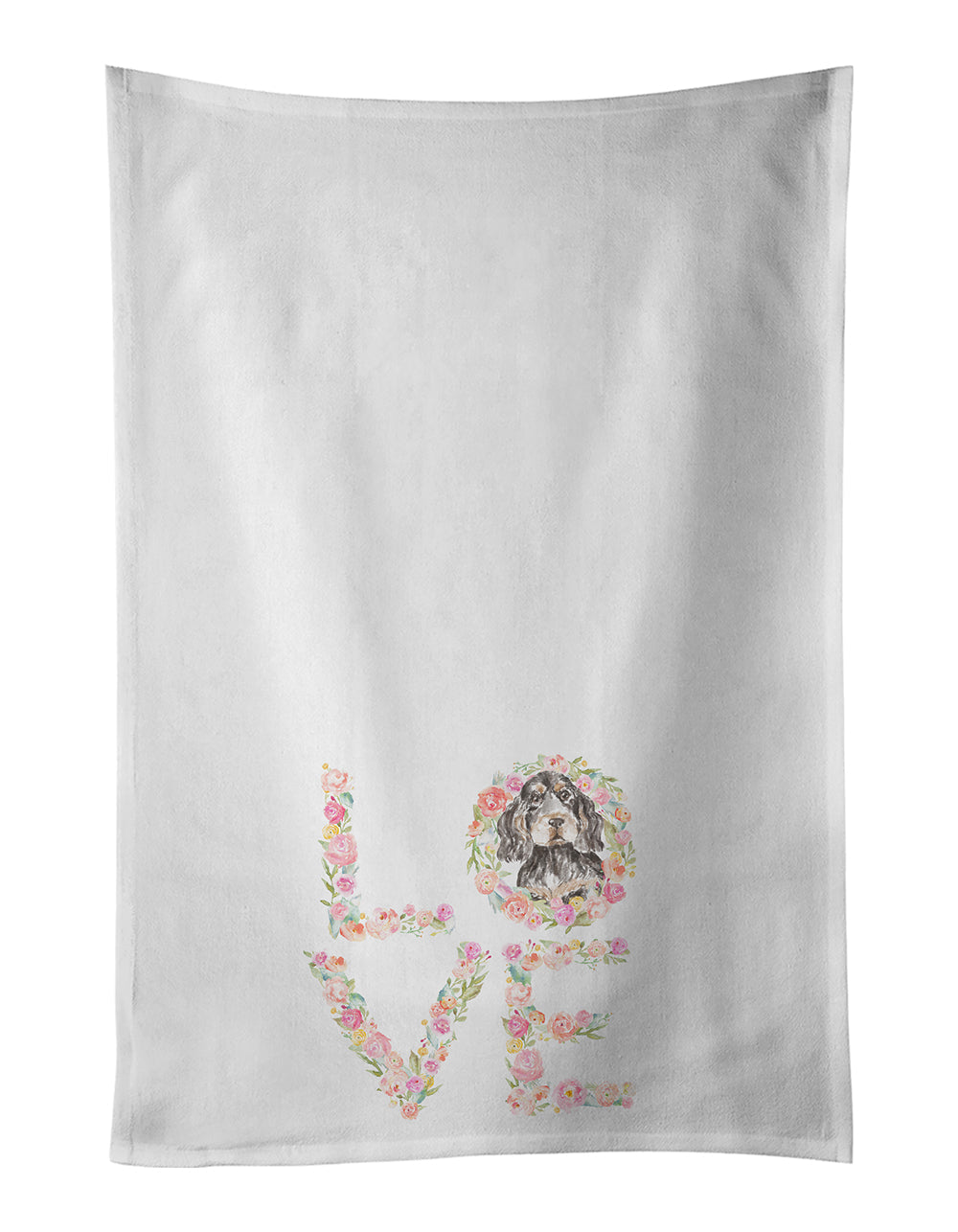 Cocker Spaniel #2 LOVE Kitchen Towel Set of 2 White Dish Towels Decorative Bathroom Hand towel for Hand, Face, Hair, Yoga, Tea, Dishcloth, 19 X 28", White