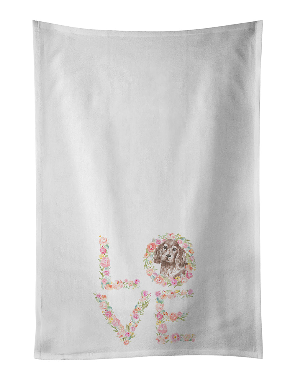 Cocker Spaniel #3 LOVE Kitchen Towel Set of 2 White Dish Towels Decorative Bathroom Hand towel for Hand, Face, Hair, Yoga, Tea, Dishcloth, 19 X 28", White