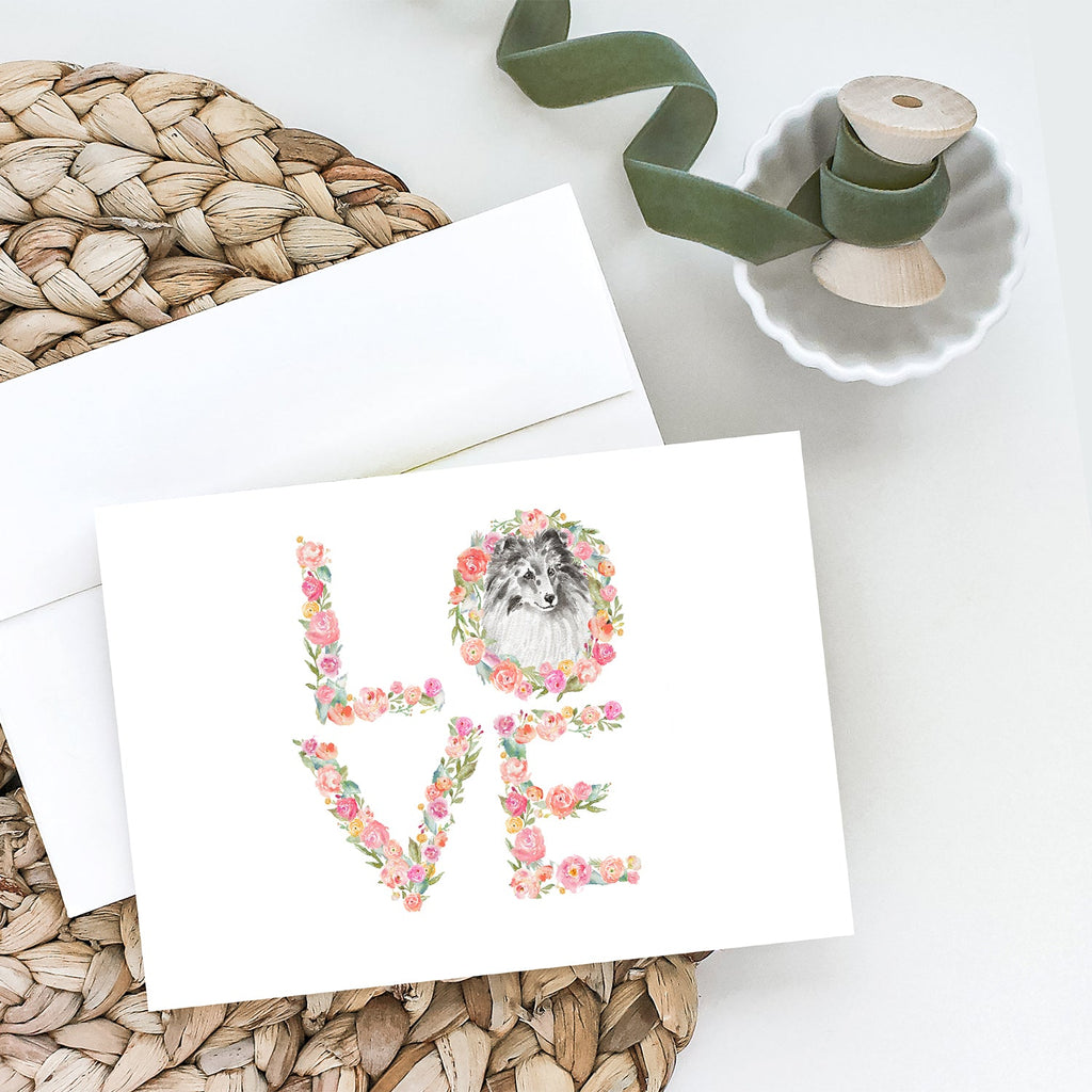 Sheltie #7 LOVE Greeting Cards Pack of 8 Blank Cards with Envelopes Whimsical A7 Size 5x7