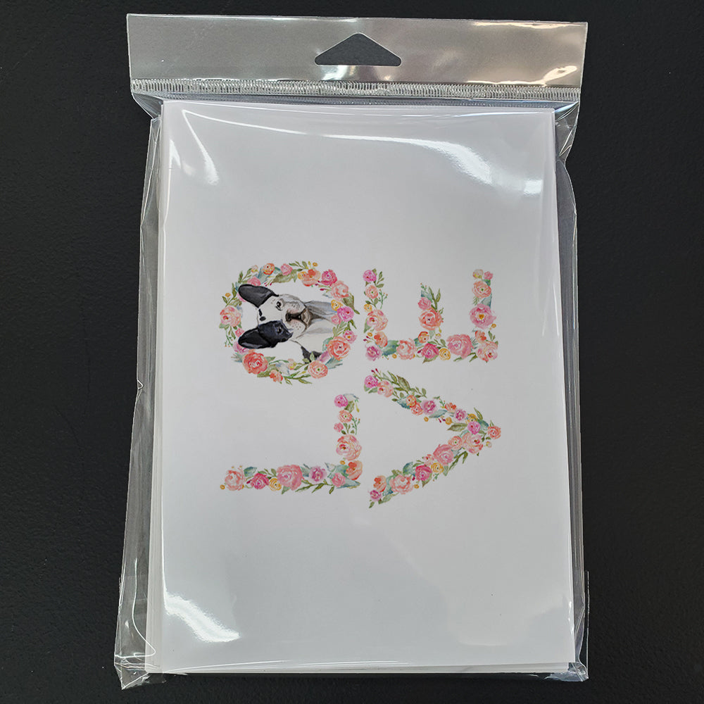 French Bulldog Love Greeting Cards Pack of 8 Blank Cards with Envelopes Whimsical A7 Size 5x7