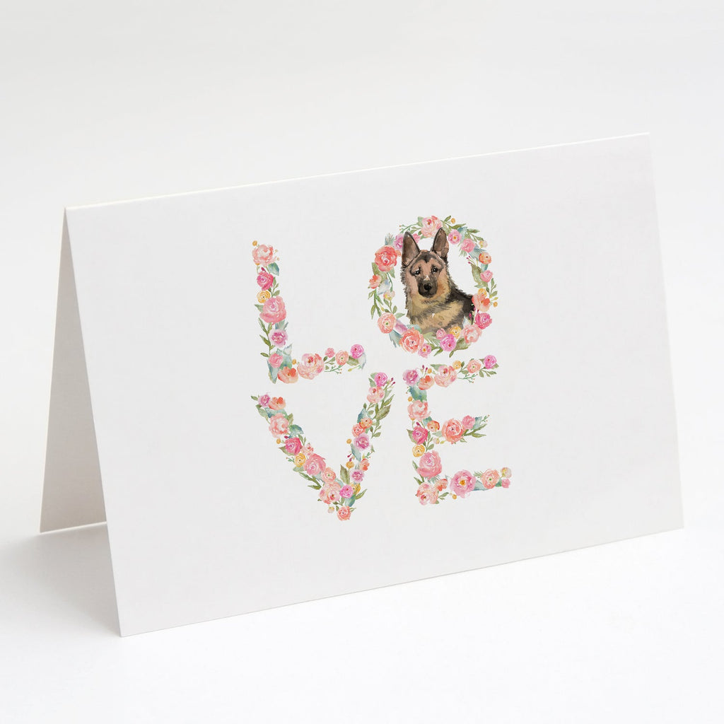 German Shepherd Love Greeting Cards Pack of 8 Blank Cards with Envelopes Whimsical A7 Size 5x7