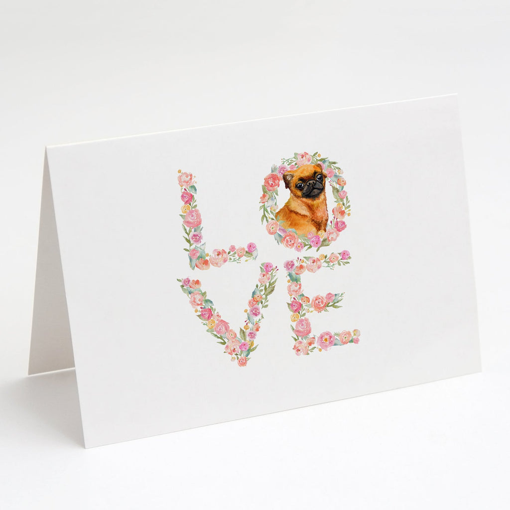 Small Brabant Griffon Love Greeting Cards Pack of 8 Blank Cards with Envelopes Whimsical A7 Size 5x7