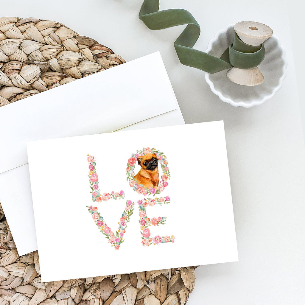 Small Brabant Griffon Love Greeting Cards Pack of 8 Blank Cards with Envelopes Whimsical A7 Size 5x7