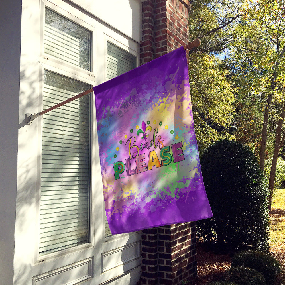 Beads Please Mardi Gras House Flag 28x40 Porch Sleeve Pole Decorative Outside Yard Banner Artwork Wall Hanging, Polyester