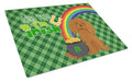 Ruby Cavalier Spaniel St. Patrick's Day Cutting Board Tempered Glass Kitchen Cutting Surface, Heat Resistant Chopping, Non-Slip Feet, Food Prep & Serving