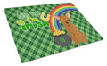 Red Chihuahua St. Patrick's Day Cutting Board Tempered Glass Kitchen Cutting Surface, Heat Resistant Chopping, Non-Slip Feet, Food Prep & Serving