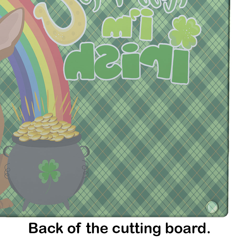 Red Chihuahua St. Patrick's Day Cutting Board Tempered Glass Kitchen Cutting Surface, Heat Resistant Chopping, Non-Slip Feet, Food Prep & Serving