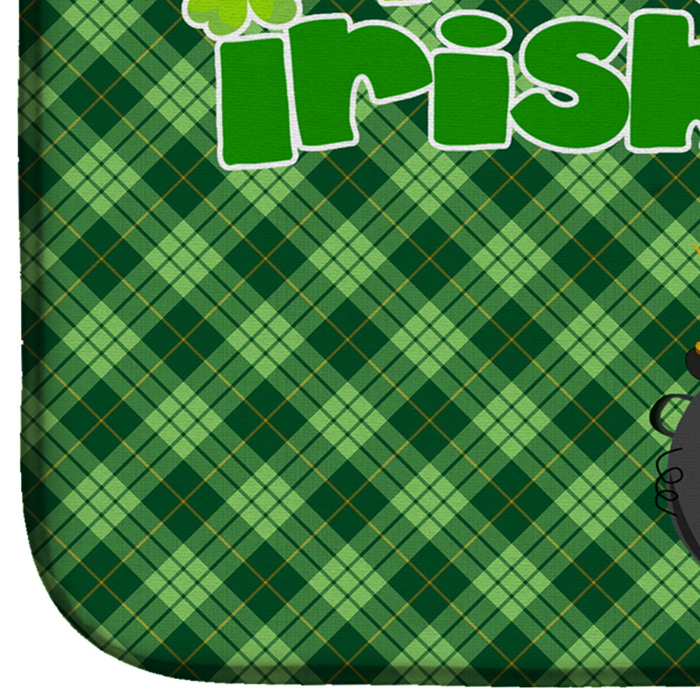 Longhair Chocolate and Cream Dachshund St. Patrick's Day Dish Drying Mat Absorbent Dish Drying Mat Pad for Kitchen Counter Dish Drainer Mat for Countertop, 14 x 21", Multicolor