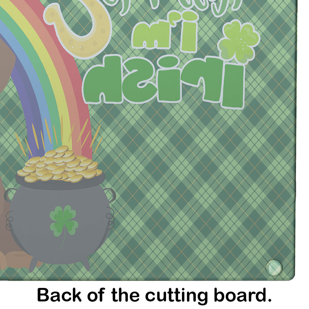 Chocolate and Tan Dachshund St. Patrick's Day Cutting Board Tempered Glass Kitchen Cutting Surface, Heat Resistant Chopping, Non-Slip Feet, Food Prep & Serving