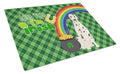 Dalmatian St. Patrick's Day Cutting Board Tempered Glass Kitchen Cutting Surface, Heat Resistant Chopping, Non-Slip Feet, Food Prep & Serving