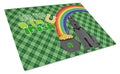 Black Schnauzer St. Patrick's Day Cutting Board Tempered Glass Kitchen Cutting Surface, Heat Resistant Chopping, Non-Slip Feet, Food Prep & Serving