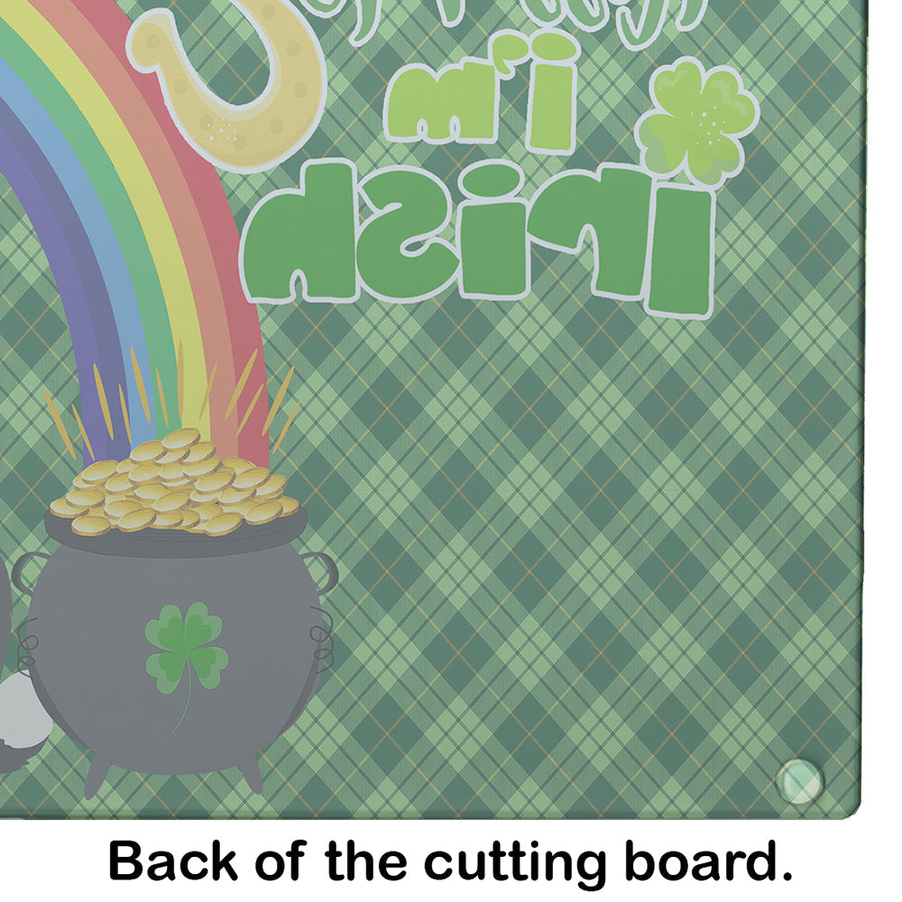 Black Siberian Husky St. Patrick's Day Cutting Board Tempered Glass Kitchen Cutting Surface, Heat Resistant Chopping, Non-Slip Feet, Food Prep & Serving