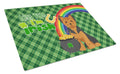 Black and Tan Puppy Cut Yorkshire Terrier St. Patrick's Day Cutting Board Tempered Glass Kitchen Cutting Surface, Heat Resistant Chopping, Non-Slip Feet, Food Prep & Serving