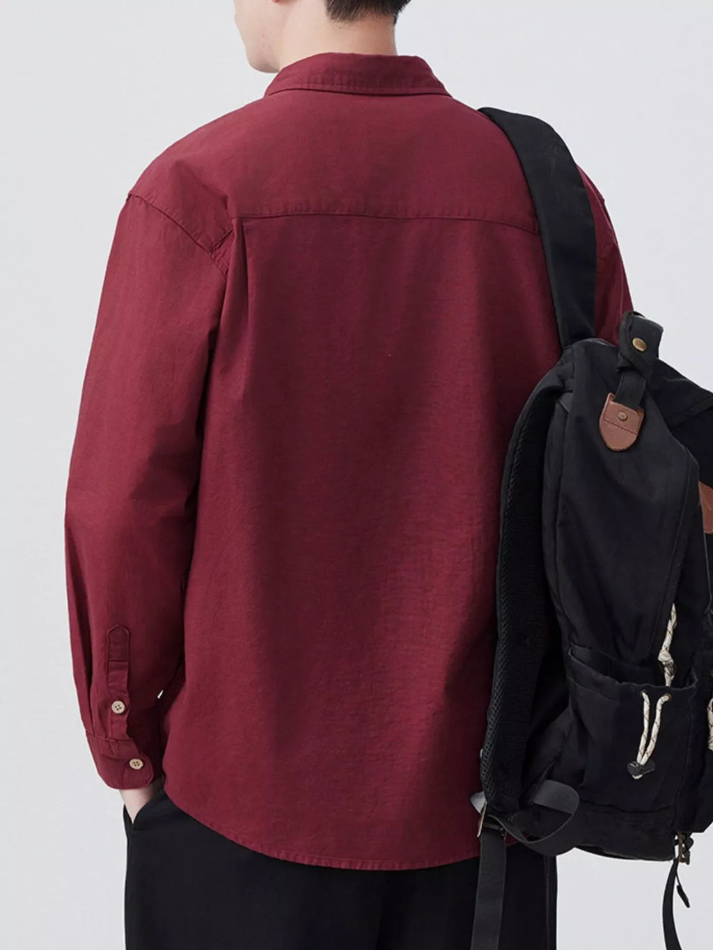 Men's Plus Size Casual Solid Color Long Sleeve Shirt