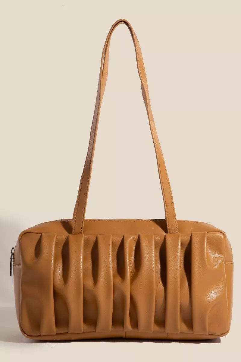 Fame Pleated Leather Rectangle Hand Bag