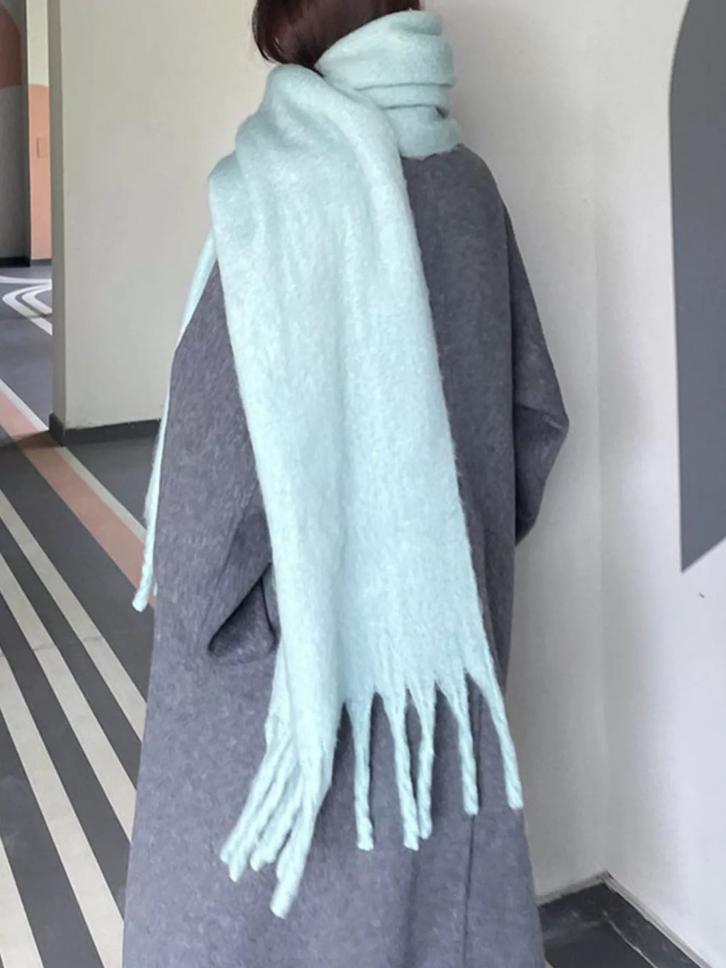 Solid Color Fringe Scarf