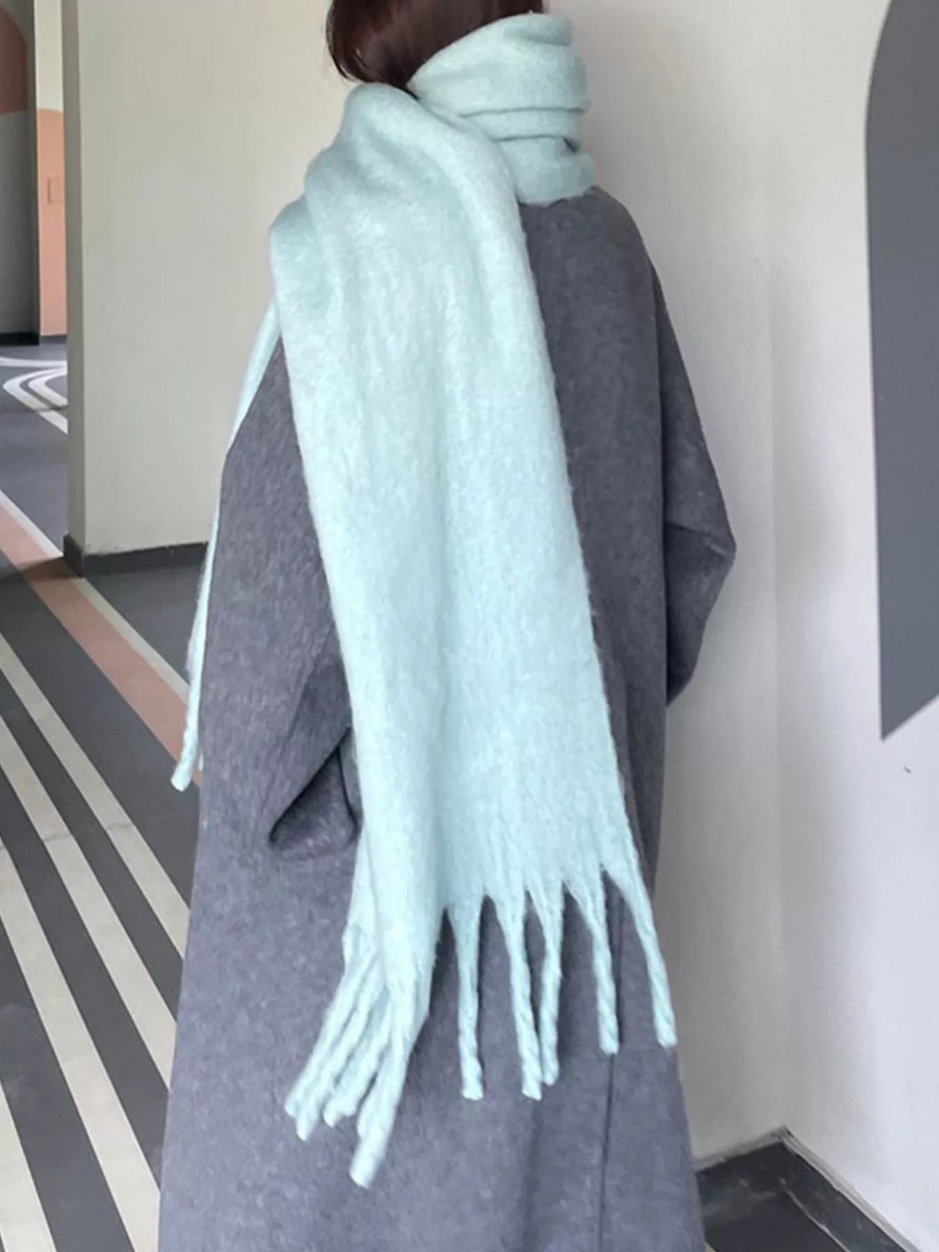 Solid Color Fringe Scarf