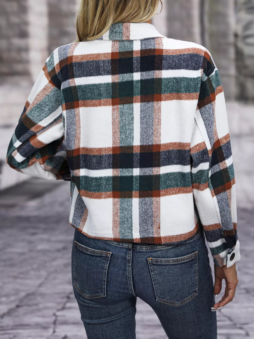 Plaid Button-Up Jacket