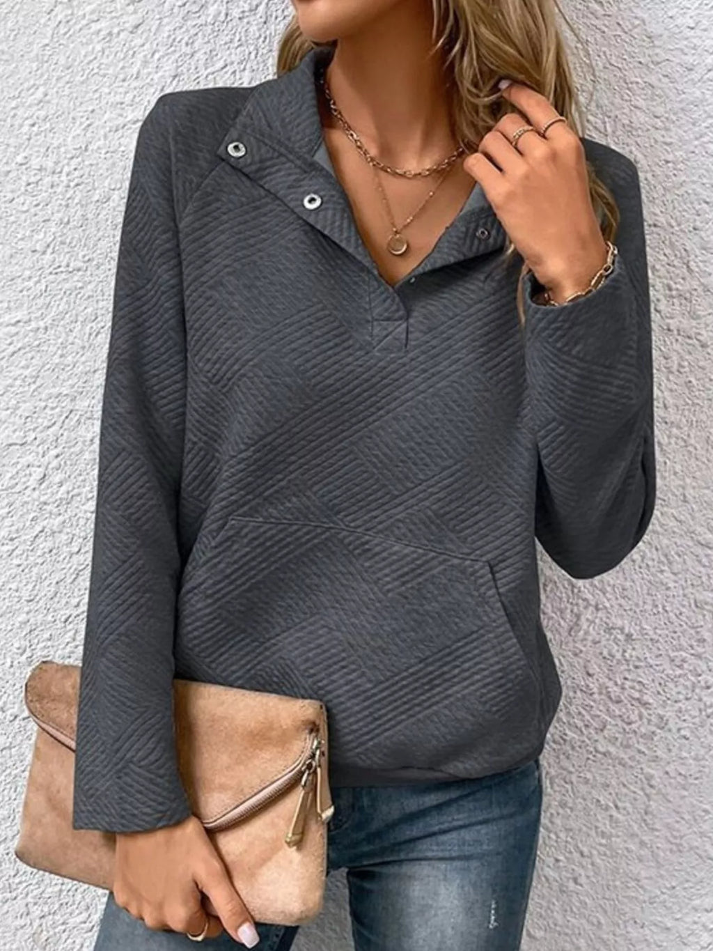 Textured Quarter Snap Sweatshirt