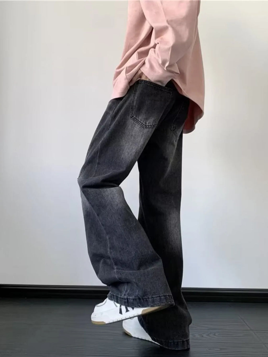 Men's Full Size Vintage Wash Wide Leg Jeans Plus Size
