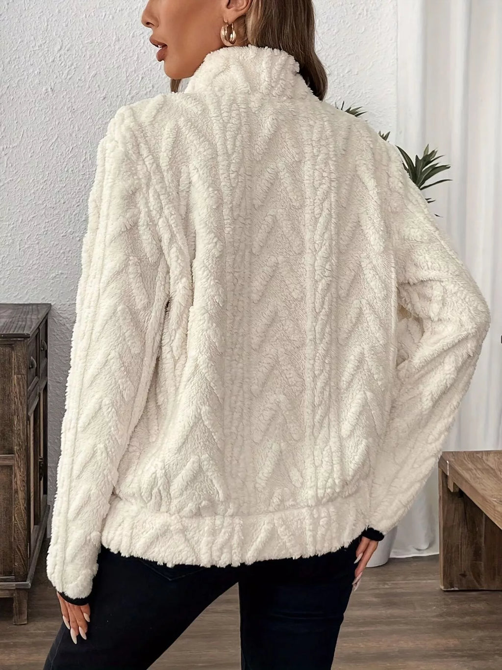 Full Size Fleece Half Zip Sweatshirt Plus Size