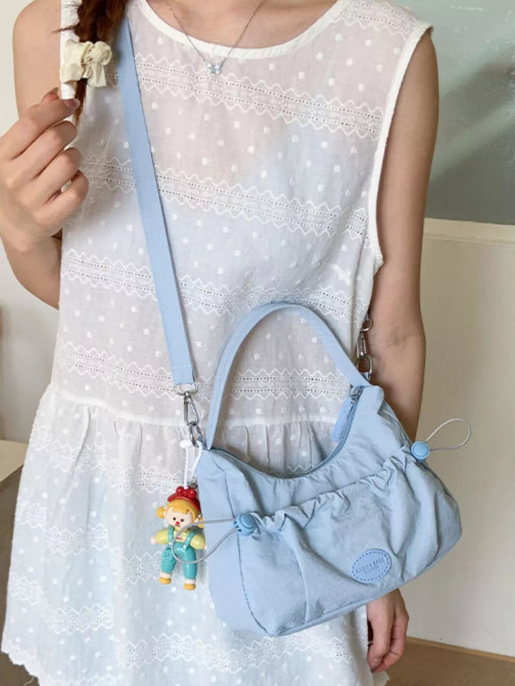Drawstring Ruched Lightweight Crossbody Bag