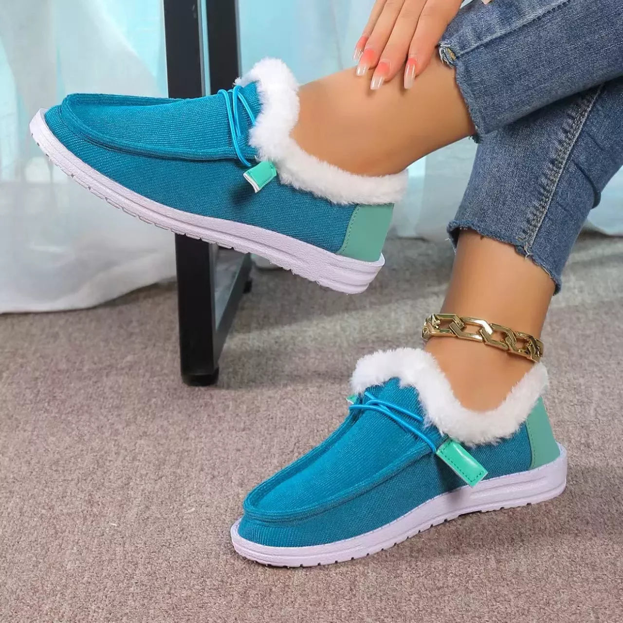 Faux Fur Lined Slip-Ons