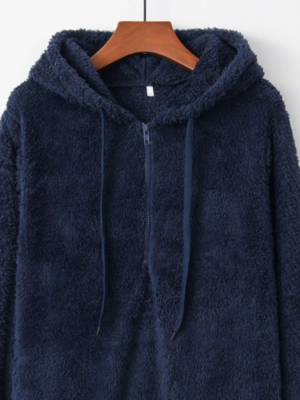 Full Size Half Zip Drawstring Fleece Hoodie Plus Size