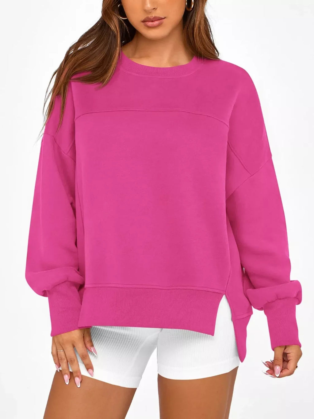 Casual Loose Side Slit Sweatshirt