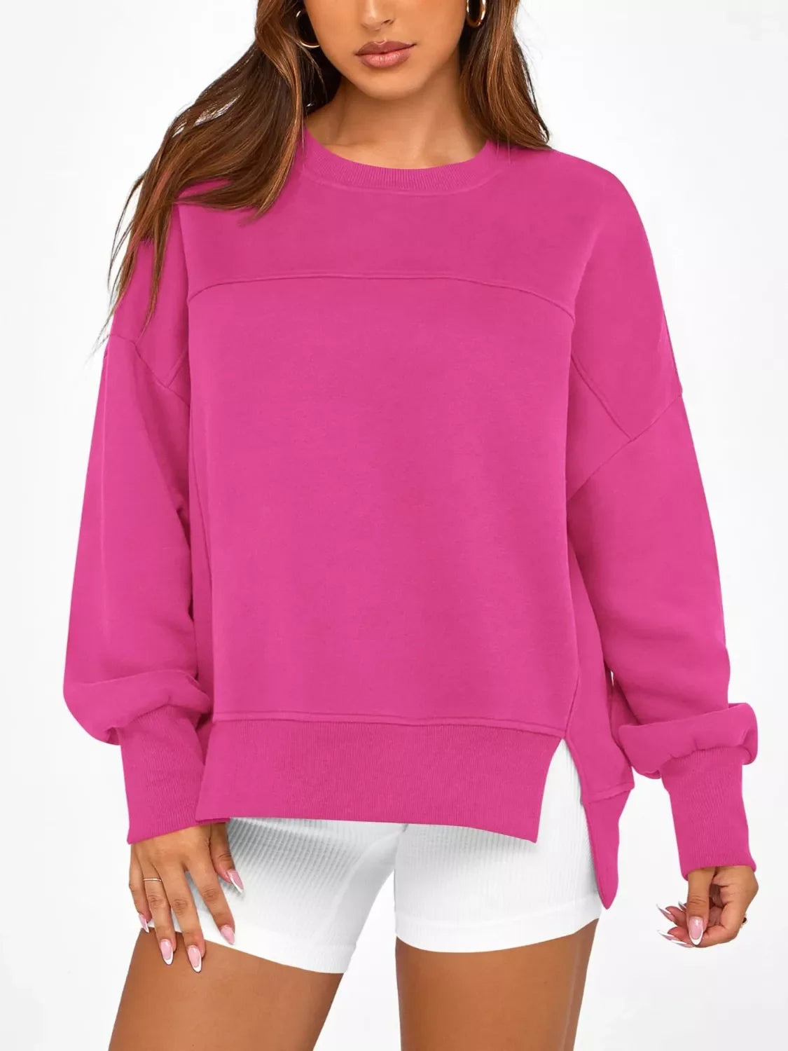 Casual Loose Side Slit Sweatshirt