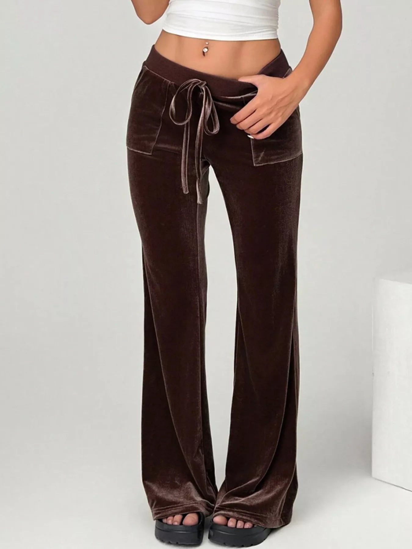 Velvet Flare Leg Pants