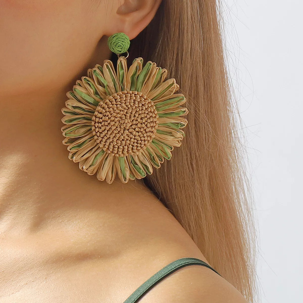 Sunflower Rattan Dangle Earrings