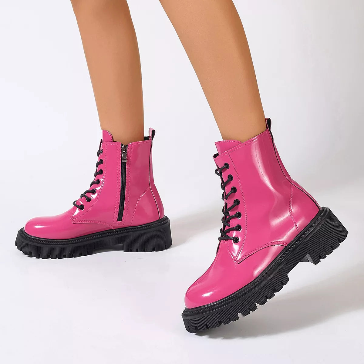 Lace-Up Platform Combat Boots