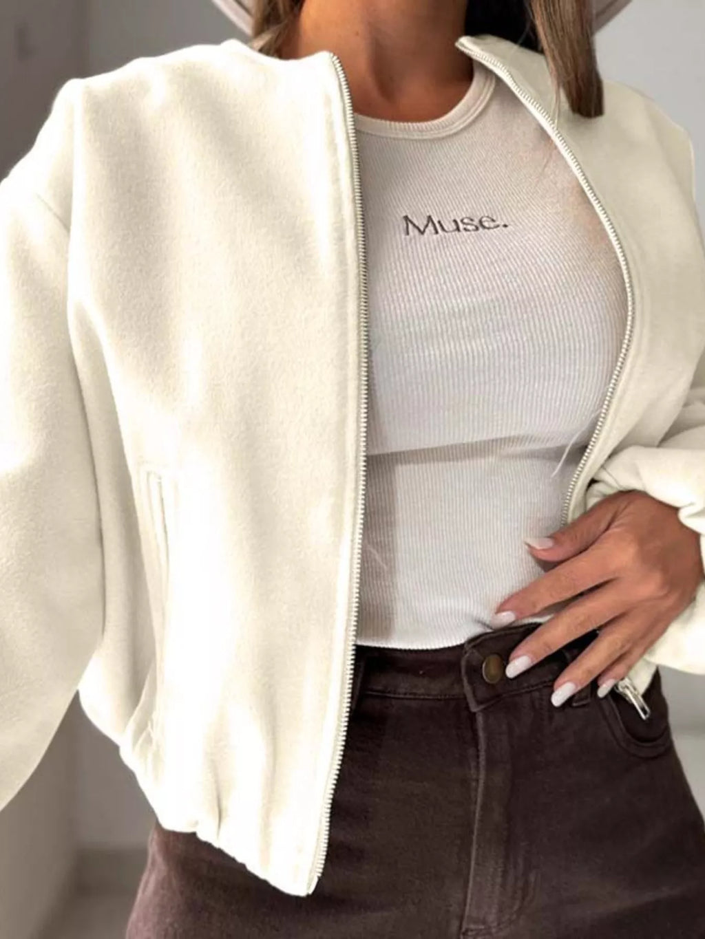 Casual Fleece Zip-Up Jacket