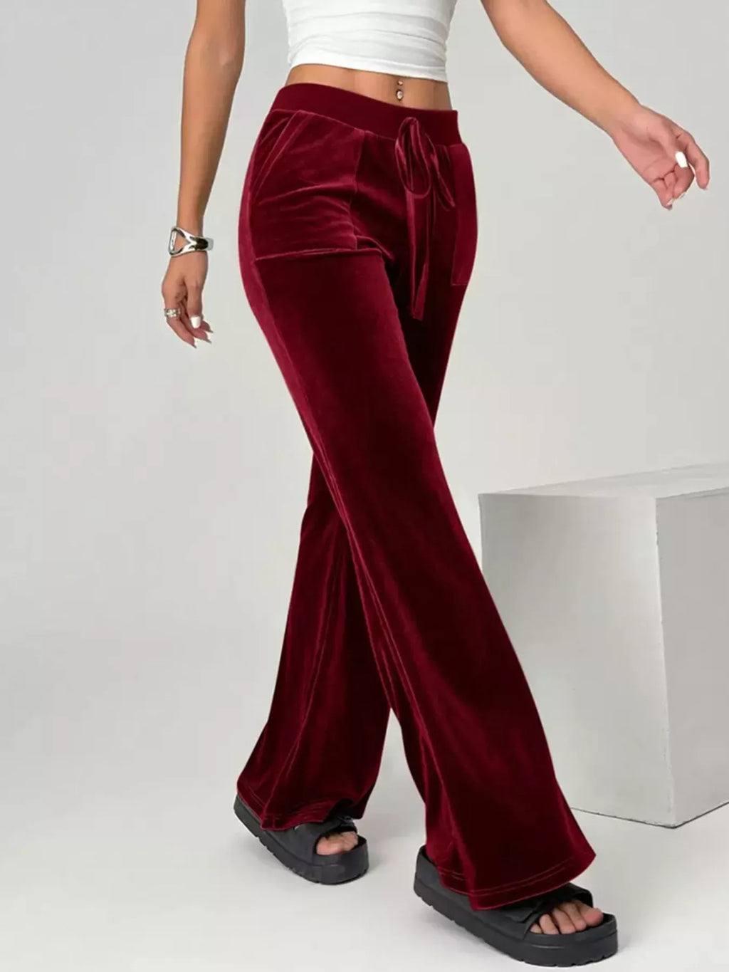 Velvet Flare Leg Pants