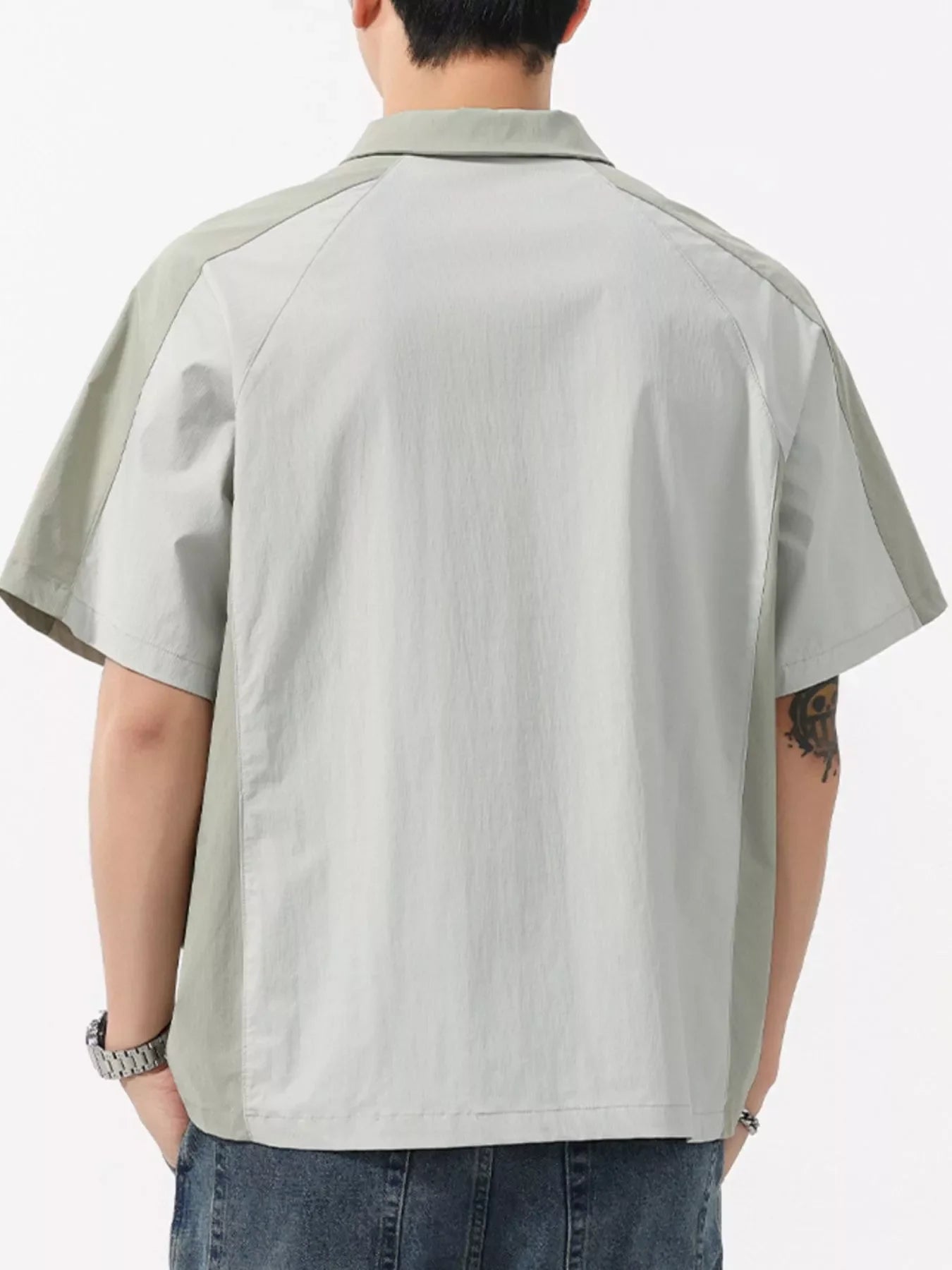 Men's Plus Size Quarter Zip Short Sleeve Polo