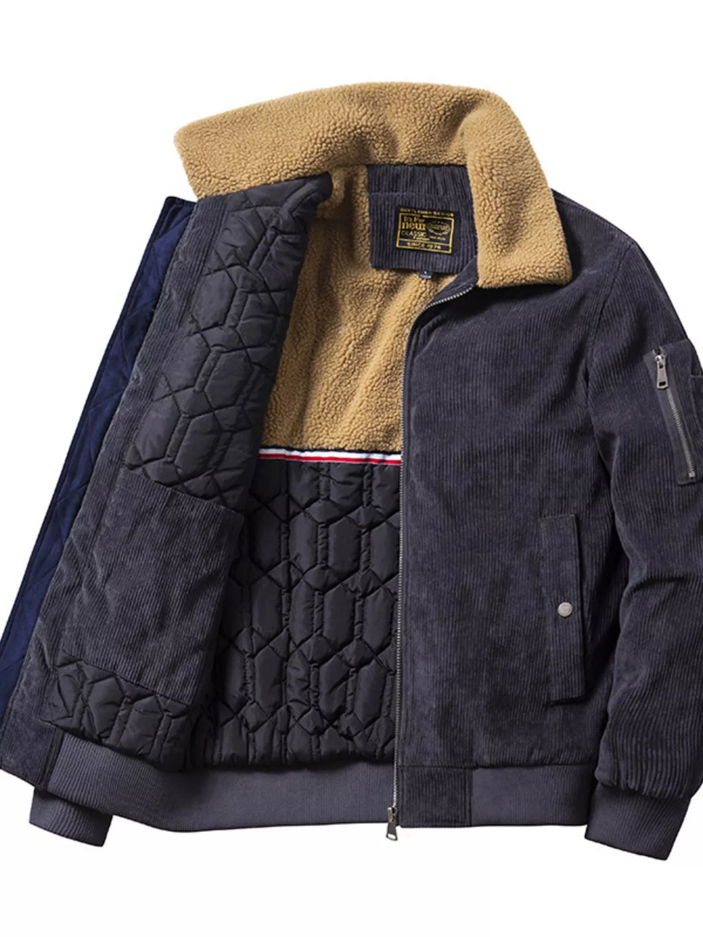 Men's Plus Size Corduroy Sherpa Collar Jacket