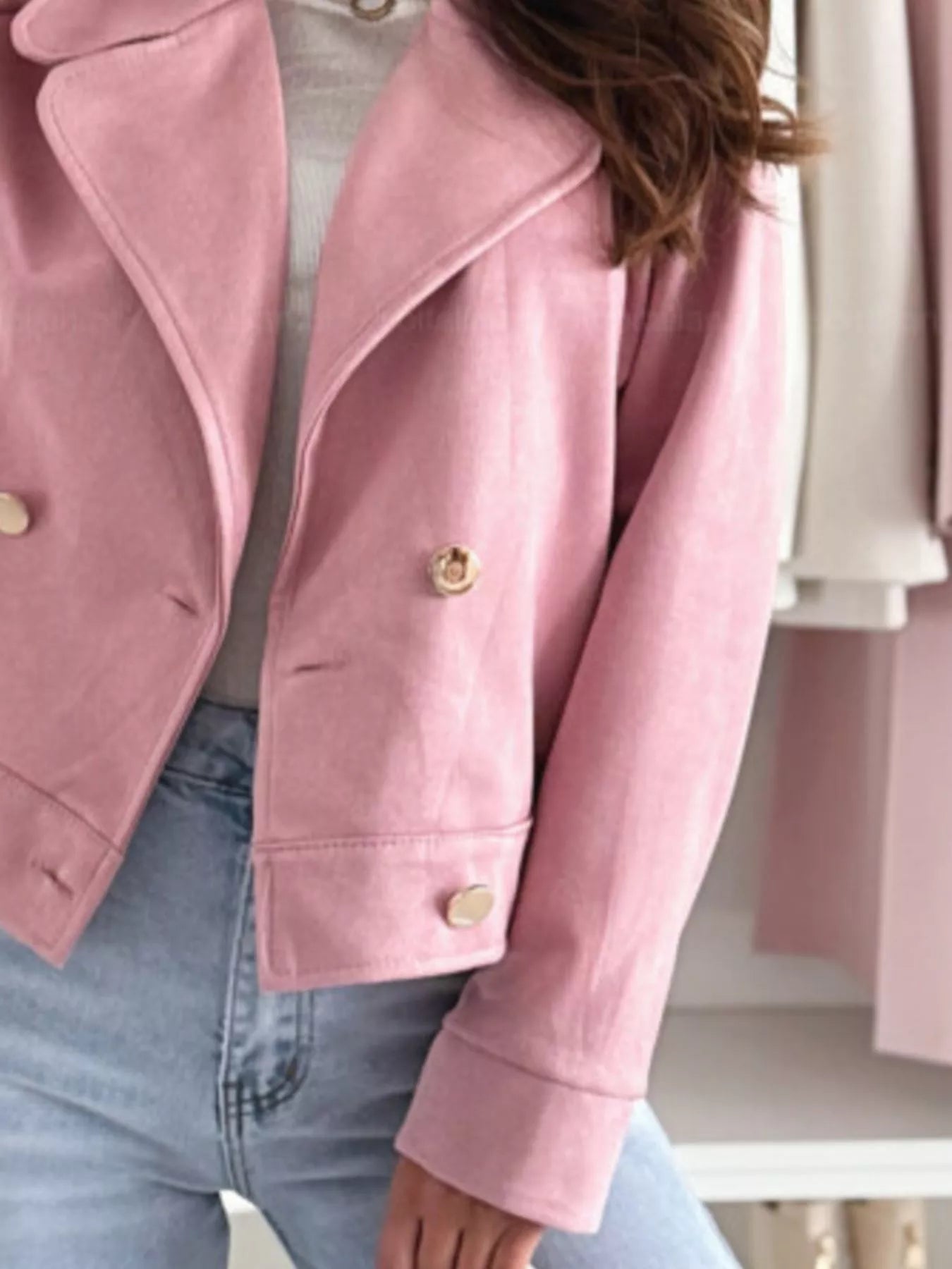 Double-Breasted Lapel Collar Jacket