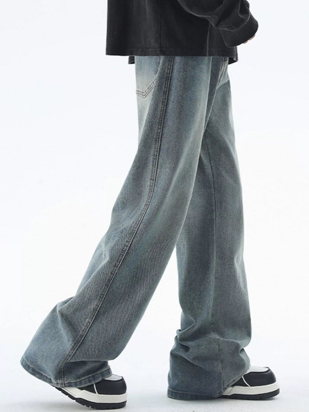 Men's Plus Size Vintage Wash Wide Leg Jeans