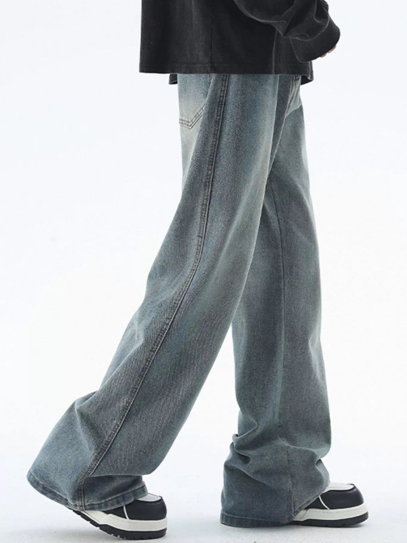 Men's Plus Size Vintage Wash Wide Leg Jeans