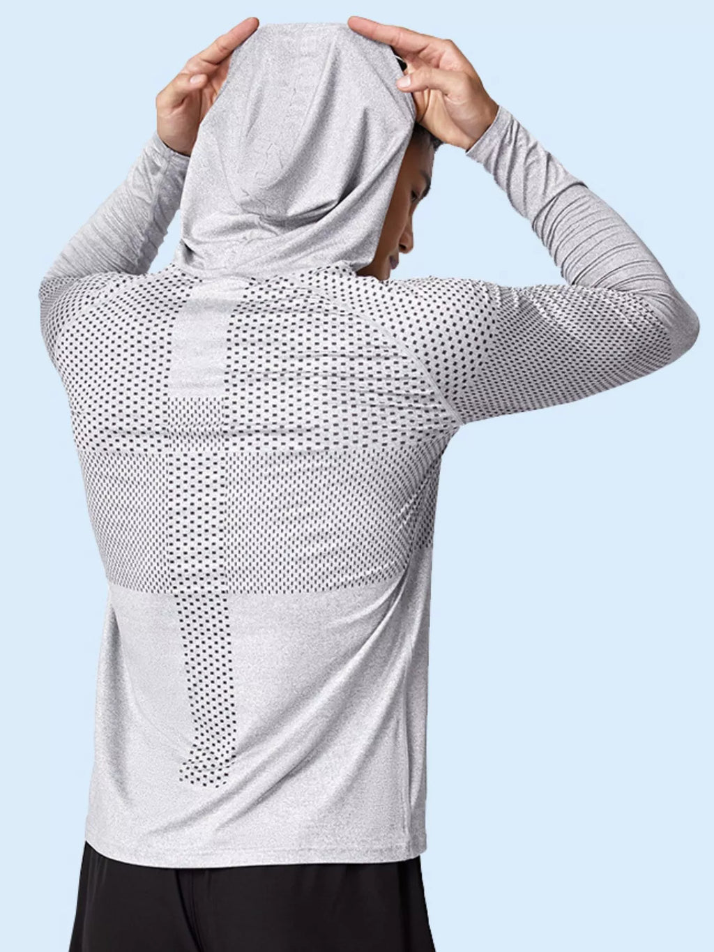 Men's Plus Size Breathable Long Sleeve Hooded Active Top