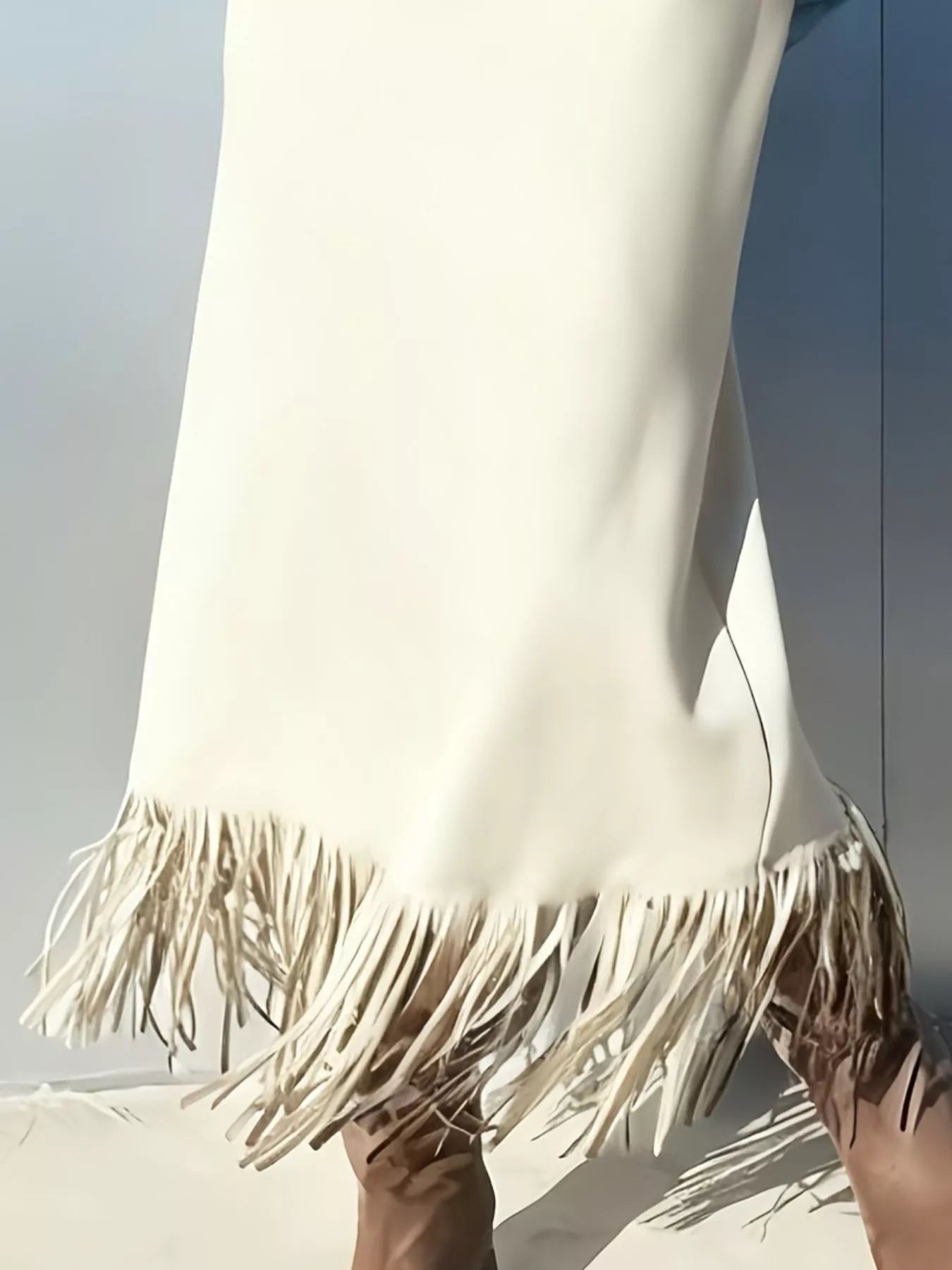Suede Fringe Midi Skirt
