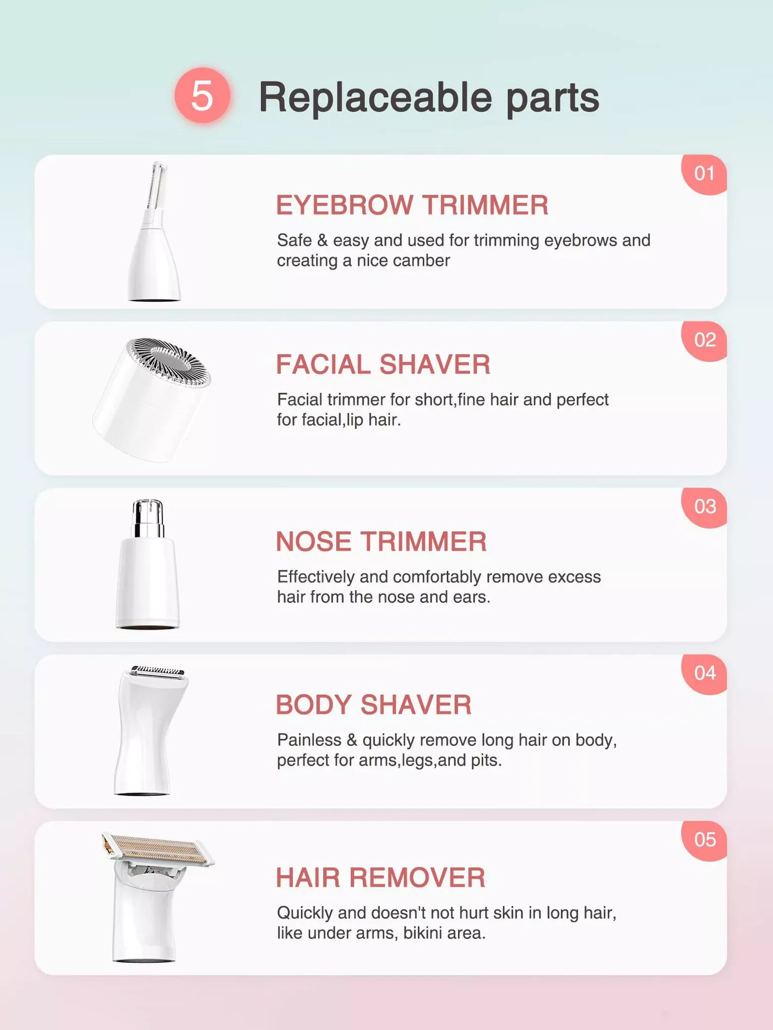 5-in-1 Rechargeable Hair Removal