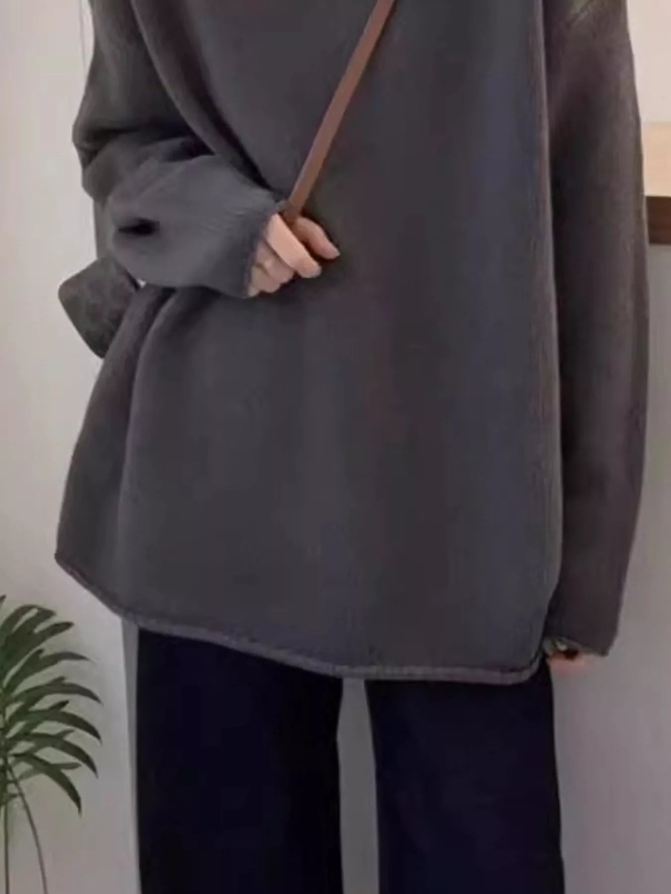Round Neck Dropped Shoulder Sweater